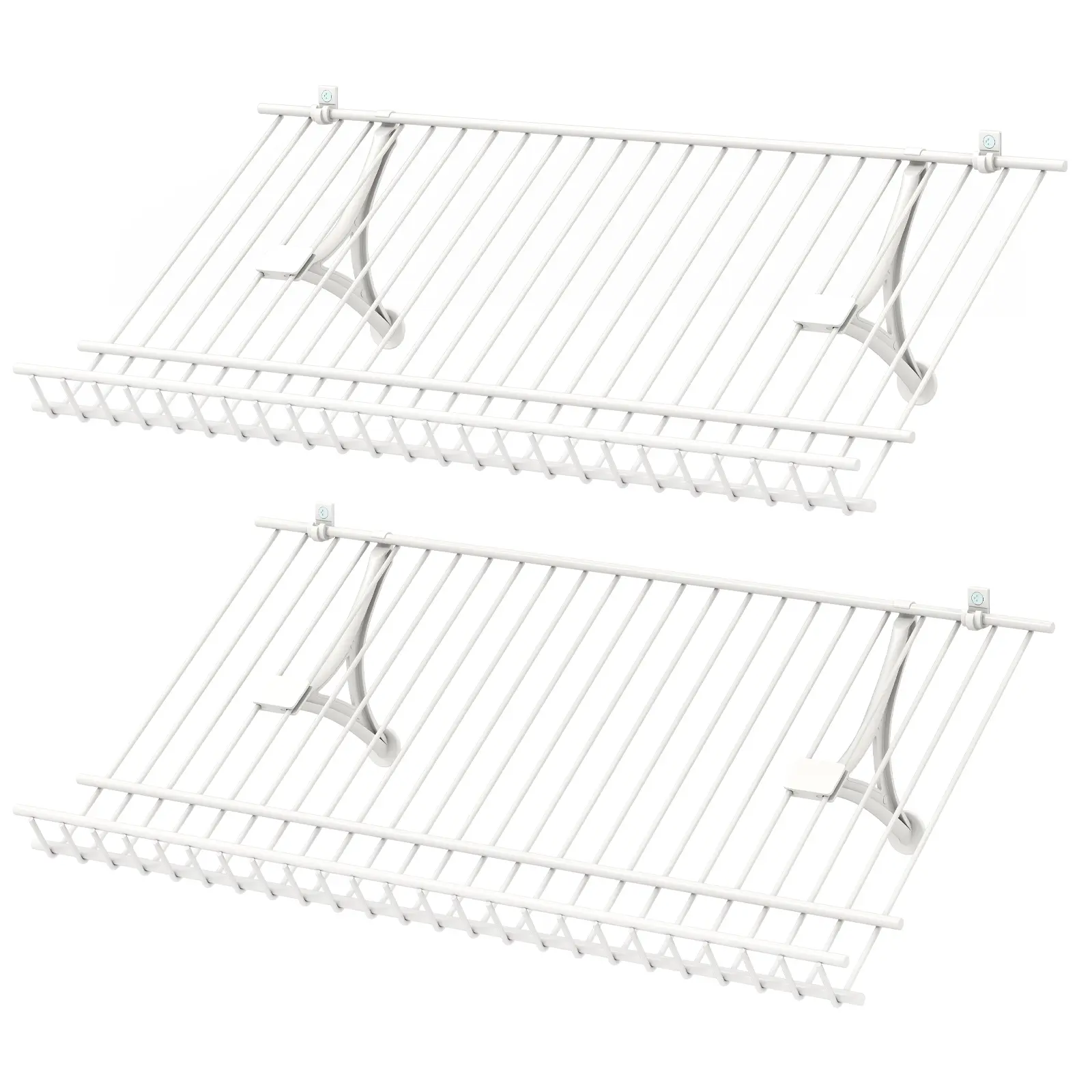 COSTWAY - Closet Shelves Wall Mounted Set of 2 Metal Wire Shoe Racks