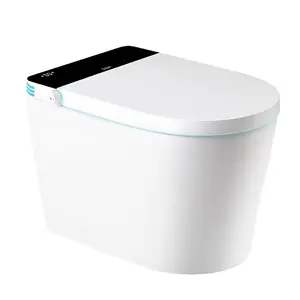 SmartFlow White Elongated Chair 12-in Auto Open/Close Foot Kick Technology Siphonic Jet TECH Personal Cleansing Bidet Function Toilet with Smart Functions & Foot Sensor