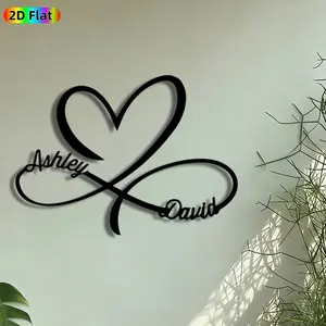 1pc Infinity Heart with Names Metal Wall Art, Personalized Heart Statue Mural, Intricate Craftsmanship, Perfect for Valentines Day, Anniversary Decor, Perfect for Bedroom Living Room Wedding Venue Decor, Ideal Gift for Romantic Decor Enthusiasts.