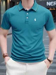Men's Regular Fit Graphic Polo Shirt, Casual Short Sleeve Top for Summer, Fashion Men's Clothes for Daily Wear