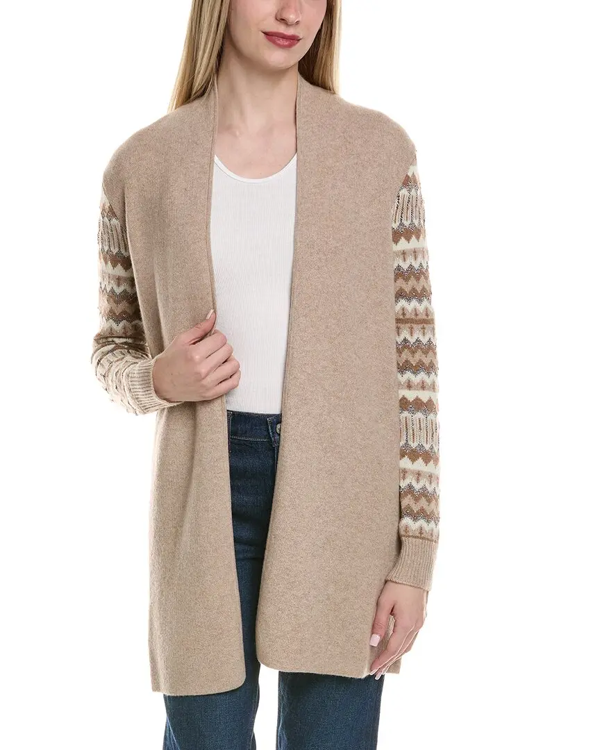 sofiacashmere Lurex Fairisle Open Wool & Cashmere-Blend Cardigan