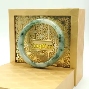 YingMart 48–72mm Natural-Colour Jade White with Floating Black Green Veins High Quality Bangle Gift for Mom Sister Grandma Mens Feng Shui Personalized