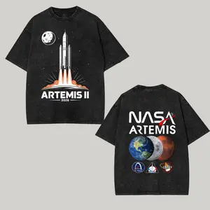 Artemis II 2026 Rocket Launch Washed T-Shirt 1, Future Moon Mission Sweatshirt, Space Exploration Hoodie, Science Gift