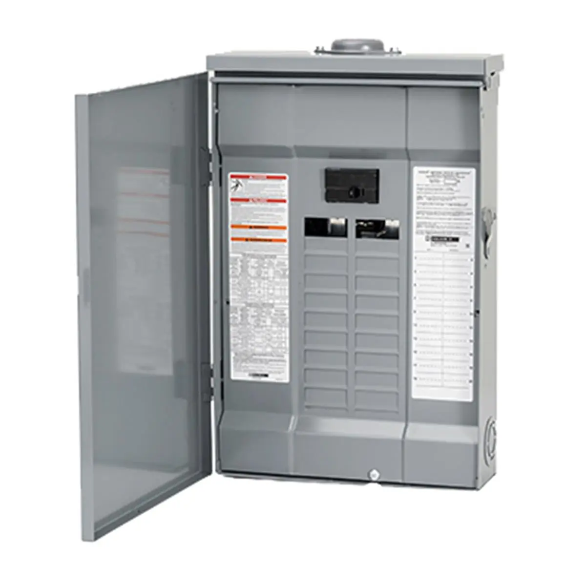 Square D Homeline HOM2040M100PRB 100A Main Breaker Load Center - Flush Mount, Outdoor Plug Outlet Combination Cover, Plug-On Neutral, 20-Space Circuit, 40 Single Poles, 23.7x15.5x4.8 in, 25 lbs