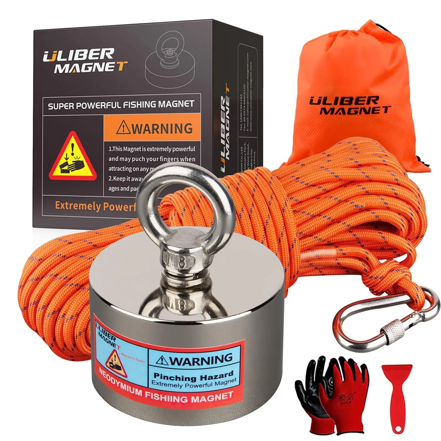Fishing Magnet Kit, 1000lbs Strong Large Neodymium Fishing Magnet Kit Heavy Duty Magnets with 66ft Rope for River Retrieval Recycling Magnetic Salvage Fishing