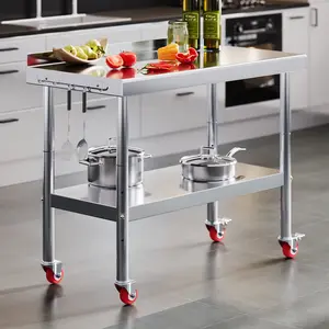 VanAcc Stainless Steel Table, Kitchen Prep Table with Adjustable Undershelf, NSF Certified Metal Surface for Home Kitchen, Restaurant, Hotel, and Garage