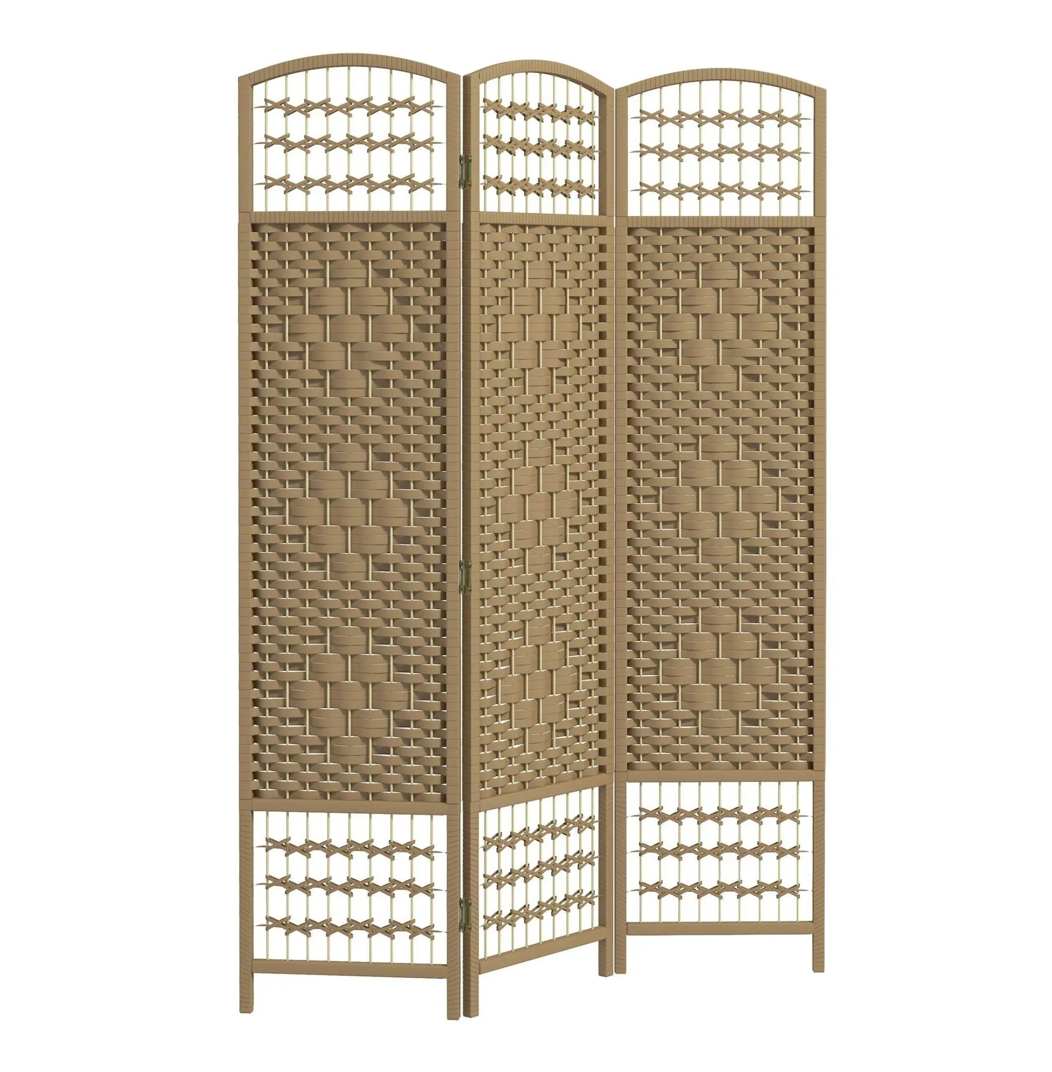 Folding Room Divider 3 Panel, Portable Privacy Screen Fiber Partition for Home Office, Natural Woven Wood Default Title