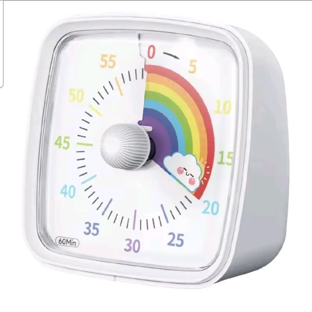 Secura 60-Minute Visual Timer for Kids, Classroom Countdown Timer with 'Rainbow' Pattern, Timer Management Tool for Kitchen, School, Office