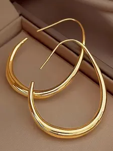 Copper Plated 18k Simple Hoop Earrings, Smooth Metal Texture, Versatile Design, Perfect for Daily Commute, Parties, Dates, Gift Idea