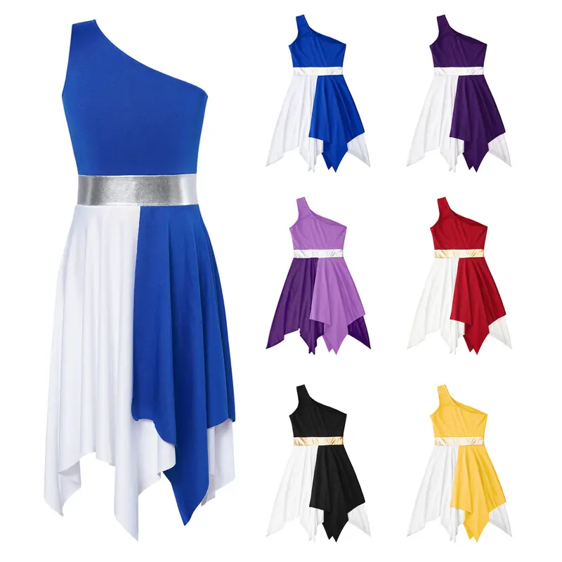 blue and gold praise dance dress Elegance Praise Dance Dress in Sequin and Chiffon main image 1