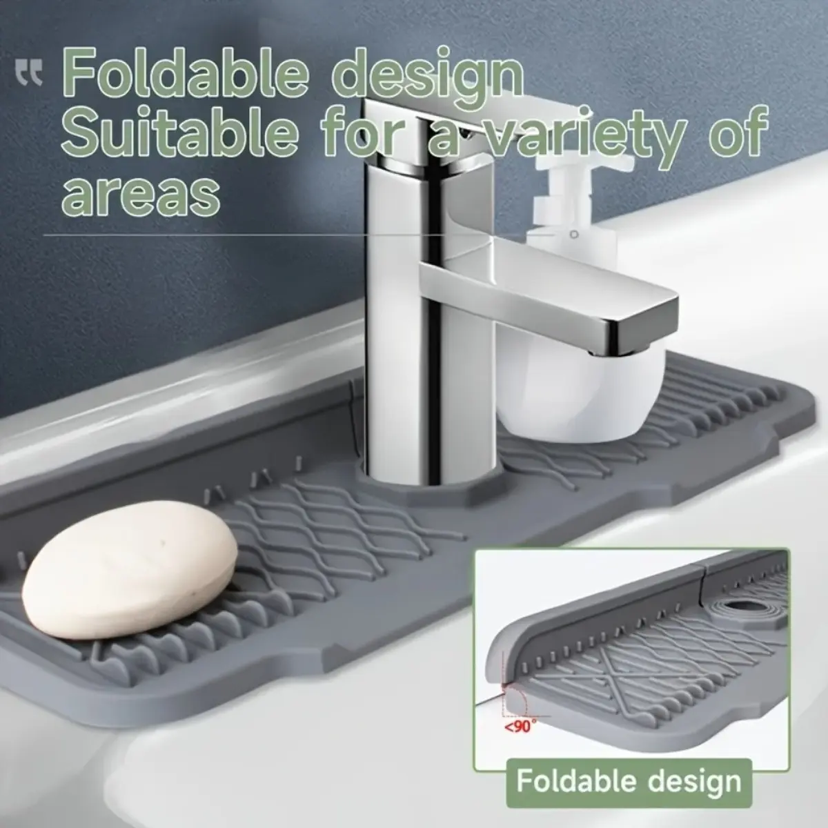 Large, Spacious Kitchen Drain Board silicone with Efficient angled drainage design, sink organization solution and kitchen gadget for dish drying needs, ideal for washing dishes, air drying plates, and maintaining clean kitchen organization