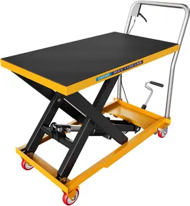 Garvee Hydraulic Scissor Lift Table Cart – 1100 lbs Capacity – 35.4" Max Lift Height – Heavy Duty Steel – Locking Swivel Casters – Non-Slip Pad – Foot Pump – Material Handling – Garage, Warehouse, Factory
