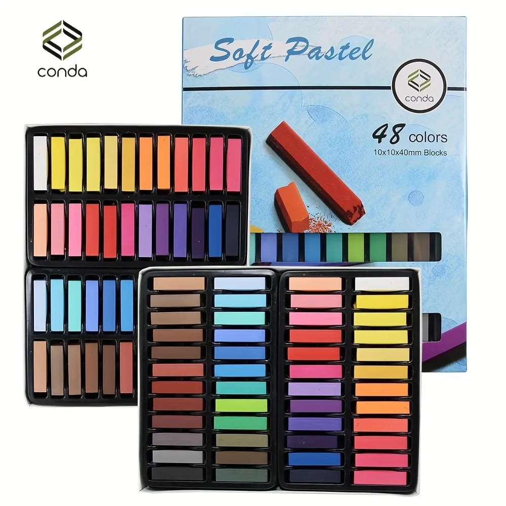 Soft Chalk Pastels - 48 Colors, Non-Toxic, Ambidextrous, Bold Point, Pigment Painting Pens & Storage Case, Ideal for Artists & Professionals, Art Supplies | Vibrant Pastel Set | Durable Pastel Pens, Pastel Drawing Supplies