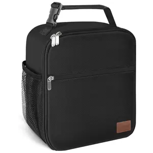 Nifogo Lunch bag for Men Women Adults Small for Office Work Picnic - Reusable Portable Lunchbag, Black