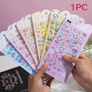 Cute 3D Kawaii Epoxy Stickers, Cartoon Panda Bear Rainbow Transparent Bubble Resin Stickers, Shiny Self Adhesive Decals for Journaling, Kaka Card, Phone Case, DIY Crafts, Kids Gifts, Aesthetic Korean Stationery Stickers