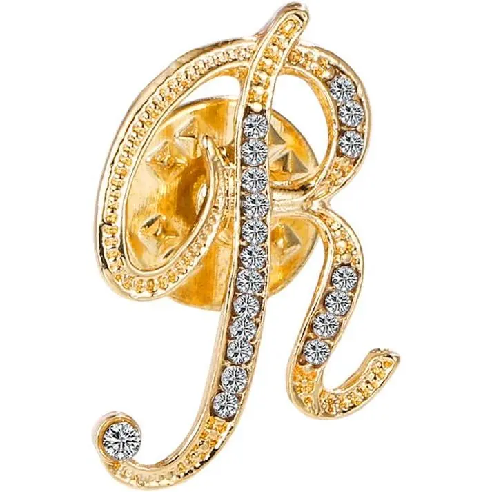 Initial Letter Brooch Pin Small Lapel Pin Tie Tack Name Personalized Gifts for Women Men  A-Z