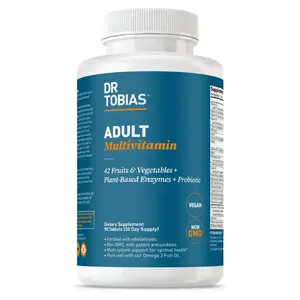 Dr. Tobias Adult Multivitamin - 90 Tablets, Non-GMO, Vegan, Plant-Based Enzymes & Probiotics, 42 Fruits & Vegetables, Supports Optimal Health