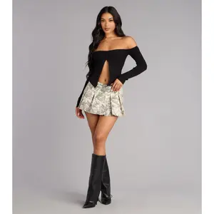 Wild Side Belted Camo Pleated Skort