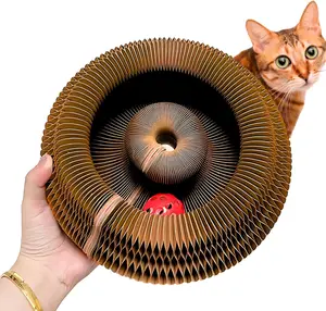 Kitty Kurlz - Kitty Kurlz Magnetic Toy & Reversible Cardboard Scratcher - Collapsible Ball Track with Bell - Durable Eco-Friendly Ring for Play, Chase & Scratch