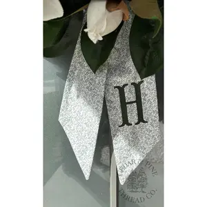 Personalized Monogram Wreath Sash, Green Floral Door Hanger Bow