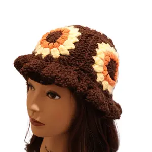 Knottie Sunflower Hat - Soft Cozy Fabric Handmade Crochet Knit Y2k Aesthetic One Size Fits Most