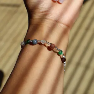 Handcrafted Wire Bracelet with Real Stones Silver Tarnish Resistant Copper Wire for Stylish Wear Genuine Stones Durability and Elegance