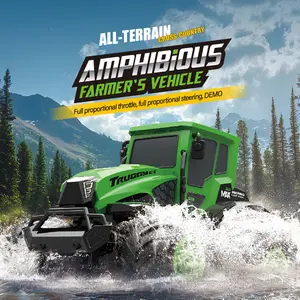 JJRC 1:12 Scale Amphibious RC Tractor - 4WD Land & Water Remote Control Car, 360° Flip Stunt Farm Vehicle with Proportional Control, Rechargeable All Terrain Toy for Kids Ages 6+