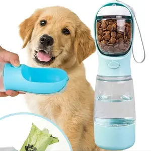 Portable Pet Water Bottle, Three-In-One Pet Water Jug with Food Container, Outdoor Portable Drinking Dispenser, Leak-Proof Design, for Cats Dogs