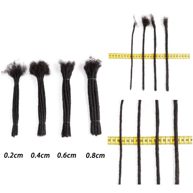 Thamour Locs 30 Strands 100% Real Human Hair Dreadlock Extensions 0.2cm & 0.4cm 8 inch ,Thickness for Men & Women, Permanent Bundles with Various Styles new year