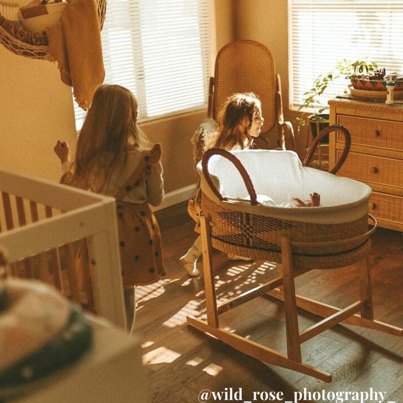 Design Dua Signature Bilia Bassinet - Kente, Safe for Newborn Sleep, Handmade, Sustainable, Comes with Fitted Foam Pad Bedside bassinet