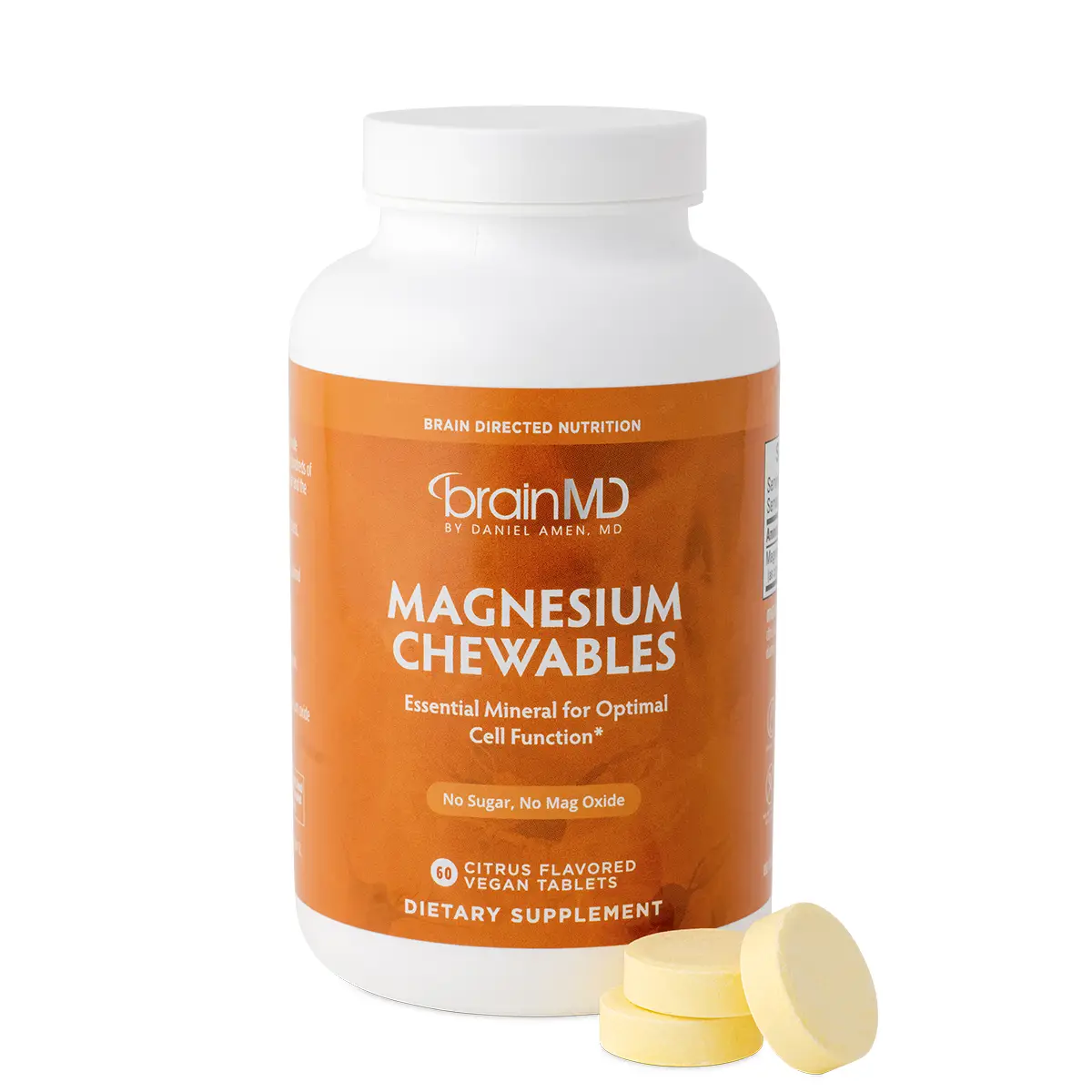 BrainMD - Magnesium Chewables | Essential Mineral for Optimal Cell Function - 60 vegan tablets