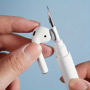 3 in 1 Earbuds Cleaning Pen, Portable Compact Earwax Cleaning Brush, Multifunctional Cleaning Tool for Earphone, Keyboard, Phone and Other Electronics (Including Mouse, Remote Control, Camera), White, Headphone Accessories