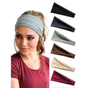 6pcs Solid Color Hair Band, Sweat Absorbing Elastic Hair Band for Men & Women, Sporty Headband for Running, Fitness, Sports Headband, Workout Headband