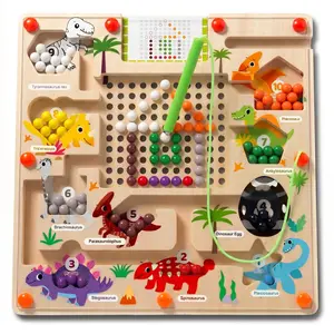 Dinosaur Maze Toy for Kids 3+ Montessori Color Sorting Puzzle Wooden Learning Board family night