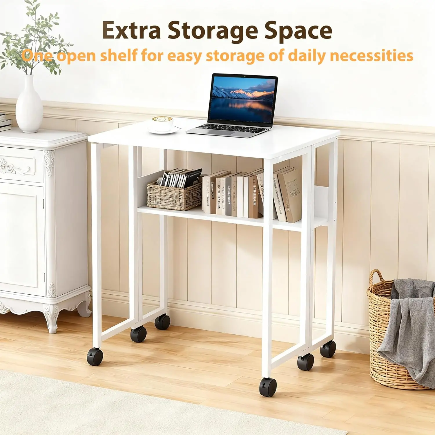 【DealsForYouDays】Garvee Foldable Table for Small Spaces, Compact 24.8-inch Foldable Desk and Portable Table for Home Office, Bedroom, Study or Dining Room, Space-Saving Foldable Desk with