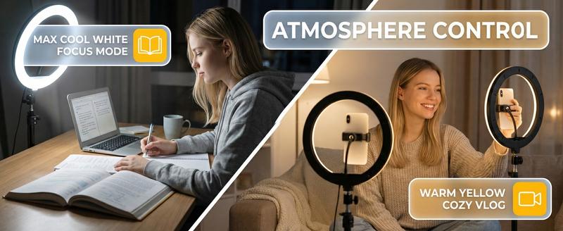 10" Adjustable Led Video Light With Extendable Tripod Stand, Ring Light For 3 Color Mode, Dimmable Selfie Light For Video Recording, Makeup, Photography, Live Stream, TikTok, Youtubers, Content Creator, Cellphone Mount#new years#valentine's