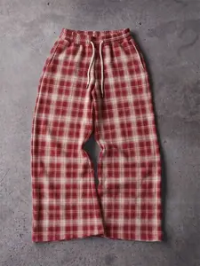 Men's Elastic Waist Wide Leg Pants, Retro Checkered Print, Y2K Vintage Street Style, Soft Breathable Fabric, Casual