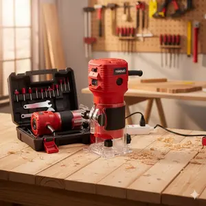 Professional Woodworking Router Kit: 650W High-Speed Trimmer, 32,000 RPM, 6-Speed Adjustable, 1/4-Inch Collet, 12-Piece Bit Set with Guide & Portable Tool Case