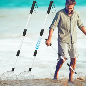 2 Pcs Sand Sifter for The Beach, 22"-33"/17"-36" Adjustable Shell Scooper Beach Shark Tooth Sifter Sand Shovel with Retractable Long Handle for Picking Collecting