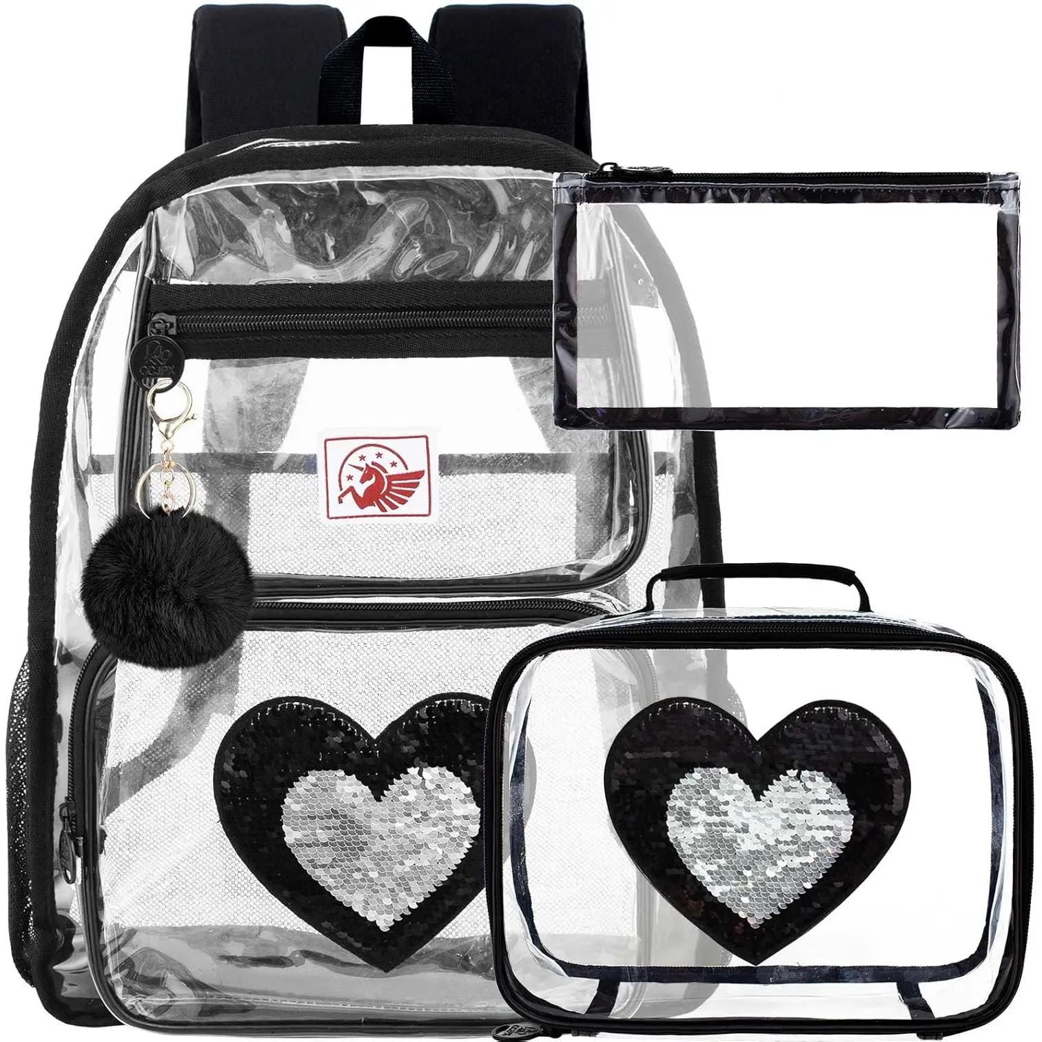 Black Love Clear Backpack Set