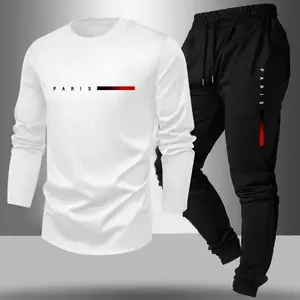 Men's Paris print set, men's autumn and winter fashion set, men's long sleeved sportswear and pants set, men's comfortable fashion set, men's set