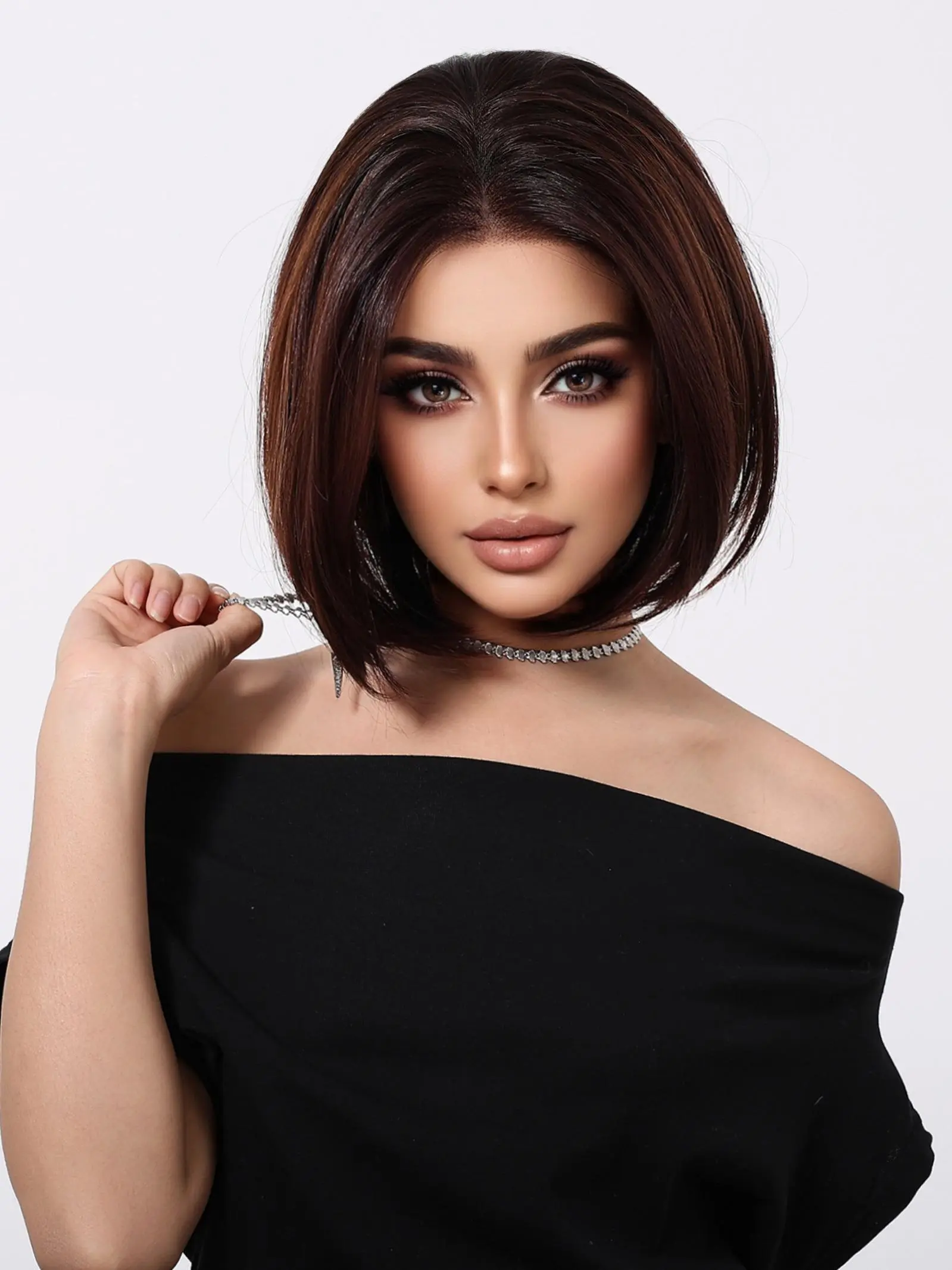 12 Inch Short Straight Bob Wig with Blunt Bangs, Gorgeous Fluffy for Women, Synthetic Wigs for Party, Daily Use, Blunt Cut Wig, Fashion Fluffy Wigs