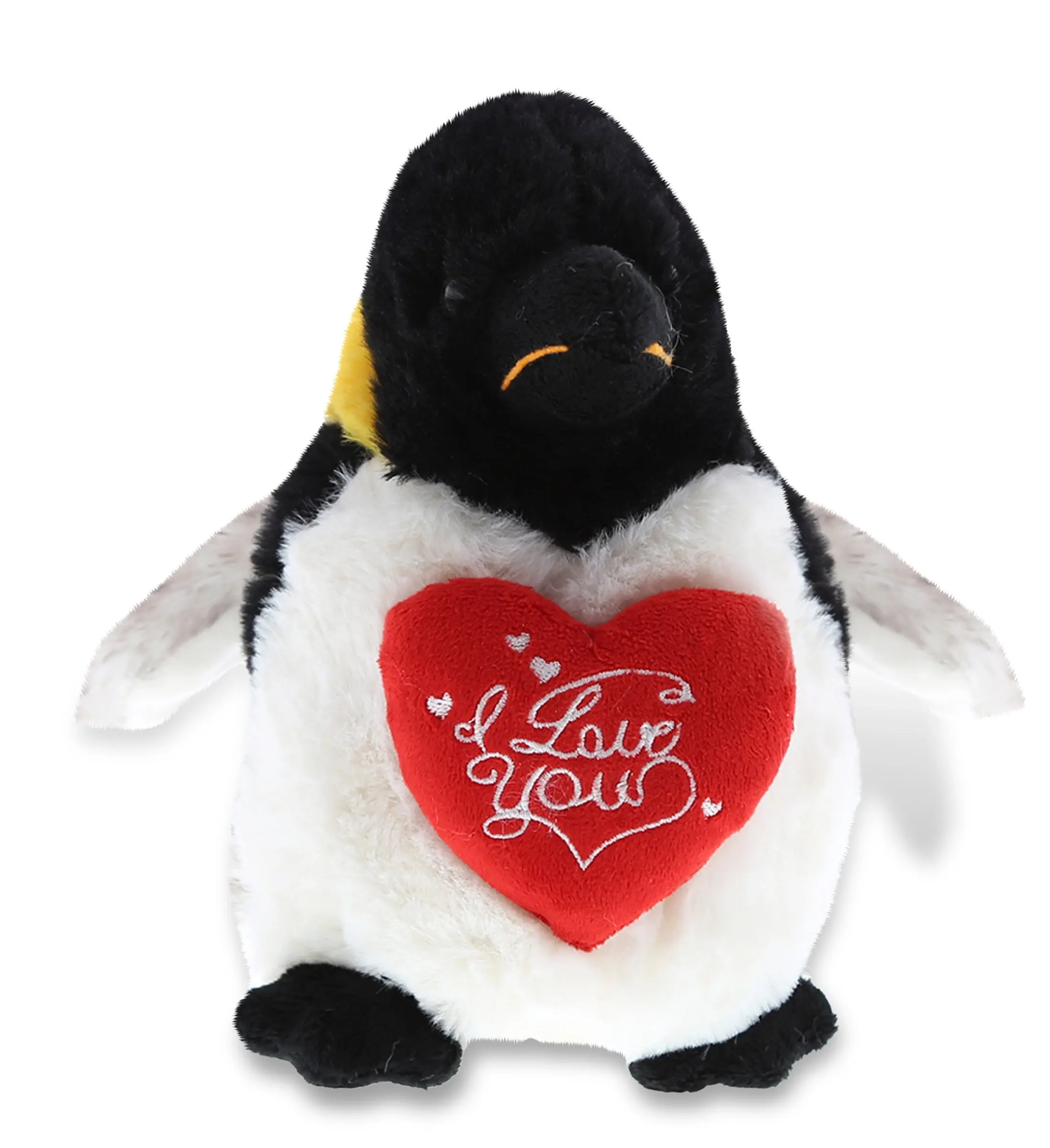 DOLLIBU 7-Inch Emperor Penguin Stuffed Toy - Unisex Polyester Super Soft Plush Fabric, 7lx6wx5h in, Embroidery "I Love You" Red Heart, Surface Wash with Cold Water, Ideal for Bedroom Decor, Birthday Gift for Husband