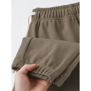 Casual 100% Heavy Cotton Baggy Jogger Pants Men Brown Solid Color Sport Jogging Sweatpants Outdoor Walking Gary Work Trousers