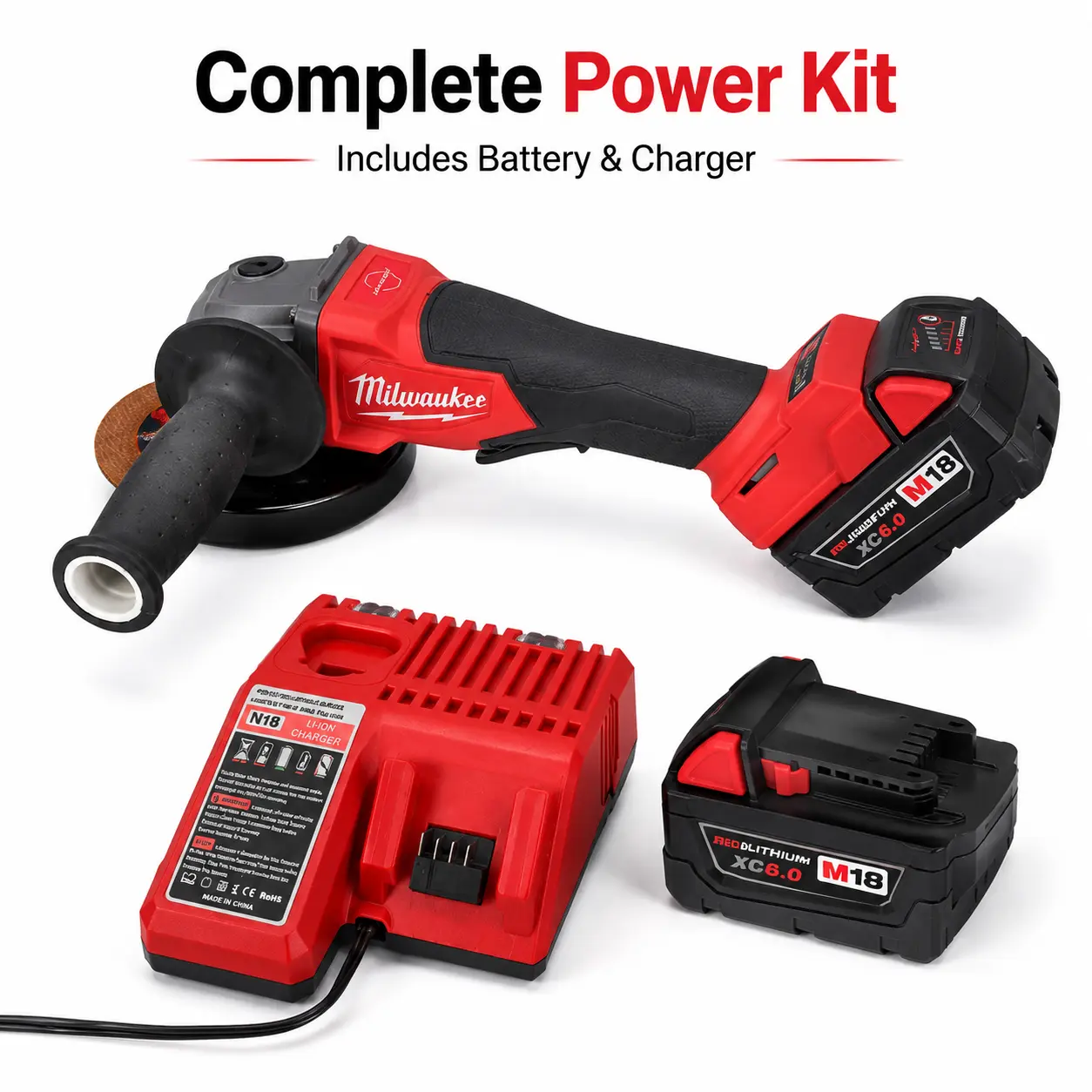 Milwaukee M18 125mm Brushless Standard Angle Grinder - Cordless Rechargeable Power Tool, Ideal for Construction Site Metalwork, Rebar Cutting and Pipe Grinding, Standard Angle Grinders,diamond, Power Tools Grinders, Rechargeable Grinding Tool