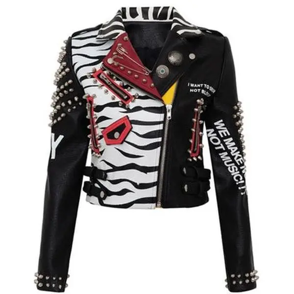Halloween Women’s Harley Quin & WWE Studded Toni Storm Leather Jacket