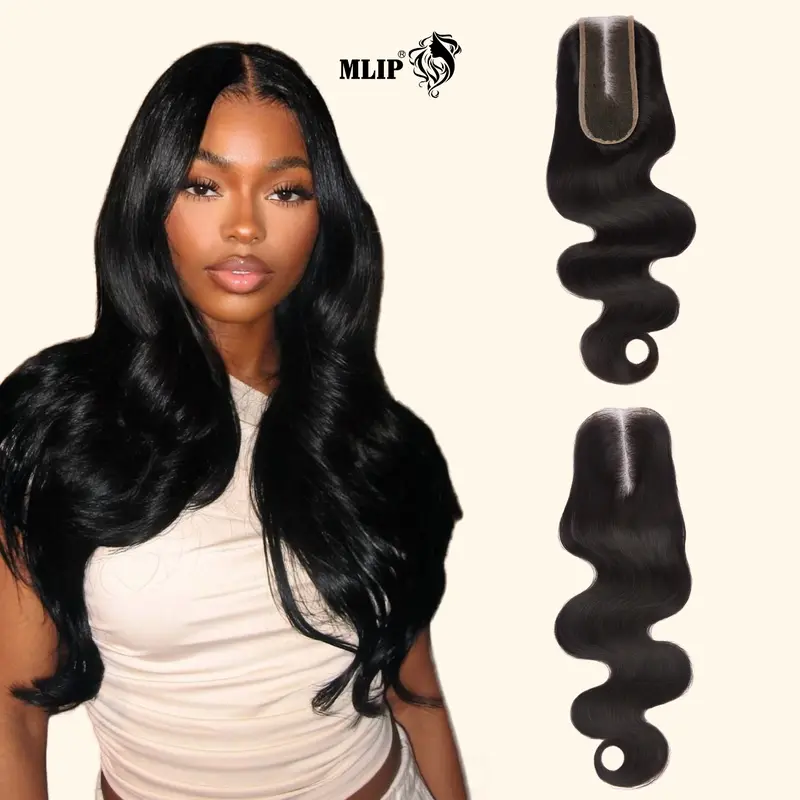MLIP 2x6 & 5x5 HD Lace Closure Human Hair Extensions - Body Wave, Skin Finish, Soft and Durable, Lightweight, Glueless Weave, Sew In, Longevity, Natural Look, Daily Wear, Glamorous Human Hair Extensions & Pieces, Seamless Blend of Style and Functionality