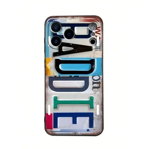 BADDIE Patterned TPU Shockproof Soft Case with License Plate Design - Protective Smartphone Casing for iPhone 17,17E,18,16,15,14,13,12,X,XS,XS MAX - Shockproof Cellphone Casing, Stylish Protective Cover, Halloween Holiday Gift, Cellphone Accessories