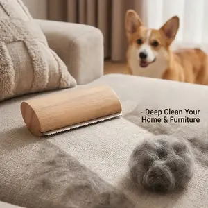 Eco-Friendly Wooden Pet Hair Scratcher, Portable Wood Dog Cat Fur Grooming Brush, Multi-Functional Hair Removal Tool for Horses Furniture Carpets Bedding, Shedding Brush