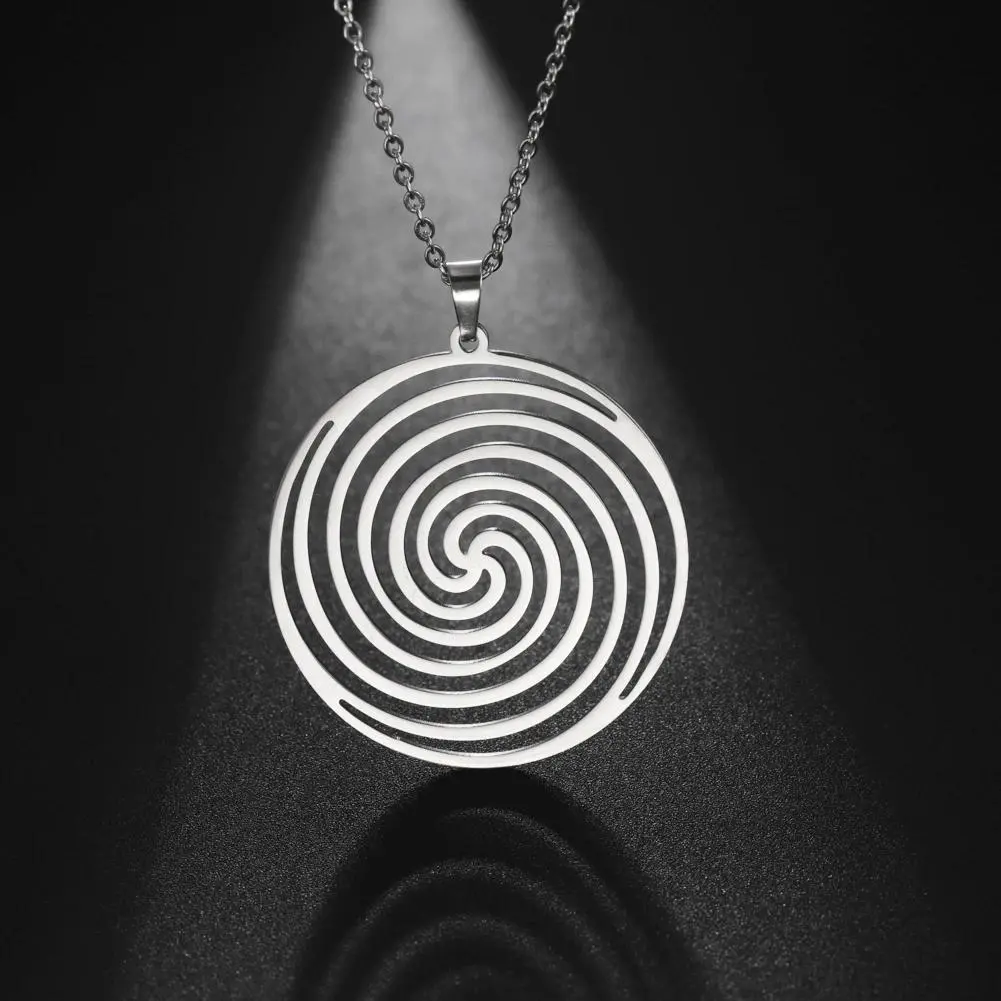 Women's Stainless Steel Geometric Spiral Round Pendant Chain Jewelry - Long Flexible Twist Necklaces, Daily Wear Swirl Accessory, Ideal Engagement Gift, Chain Jewelry Necklaces, Mini Swirl Necklaces, Flexible Bendable Necklaces